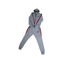 Load image into Gallery viewer, Men&#39;s Grey, Red, and Black Jogging Suit