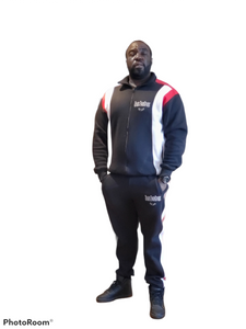 Men's  Black, White, and Red Jogging Suit