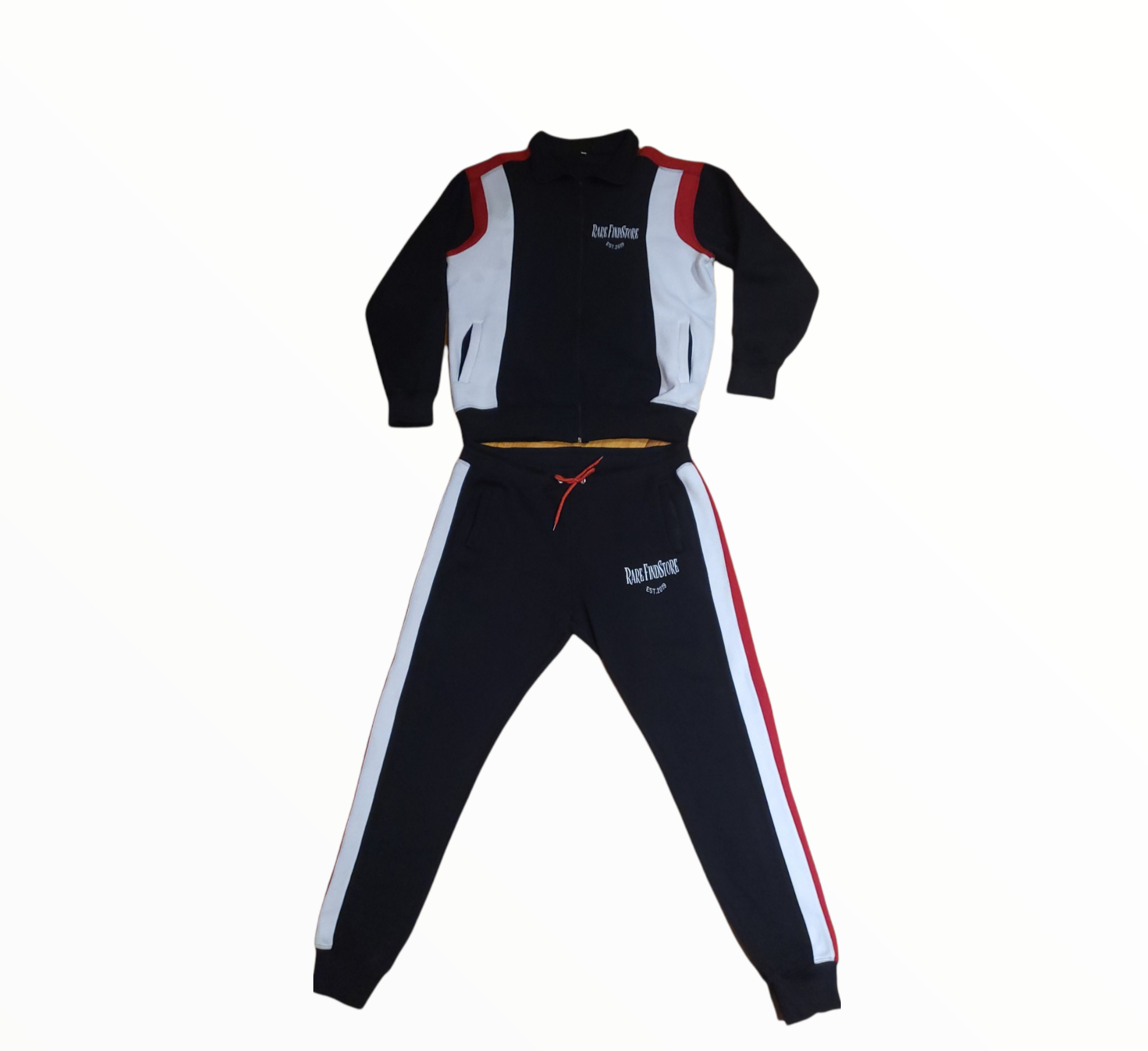 Red and black jogging top suit