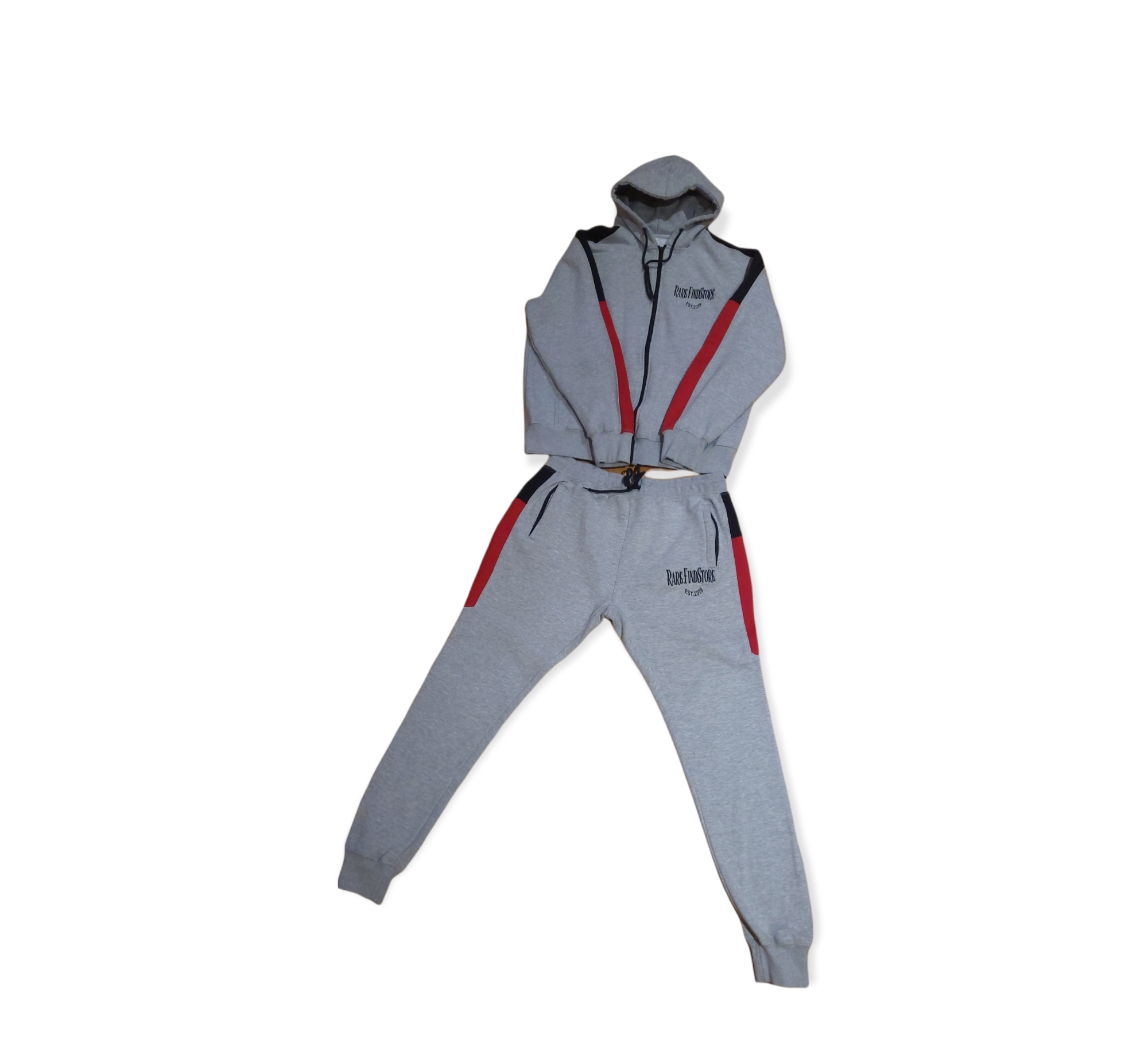 Men s Grey Red and Black Jogging Suit
